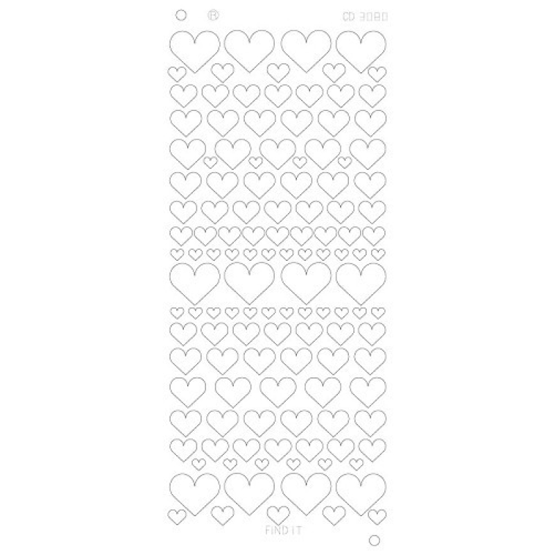 Stickervel: Hearts Various- platinum - goud